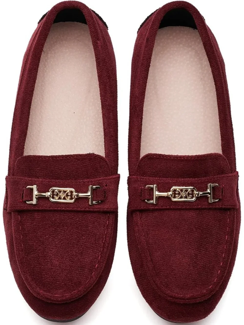 Women's Wine Red Comfort Walking Pull On Leisure Slip On Work Loafer Flat Shoes